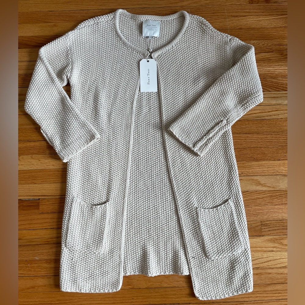Part Two - long cable knit cardi - sz XS - NWT